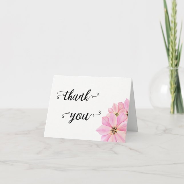 Carte De Remerciements Tulipes aquarelles roses (Devant)