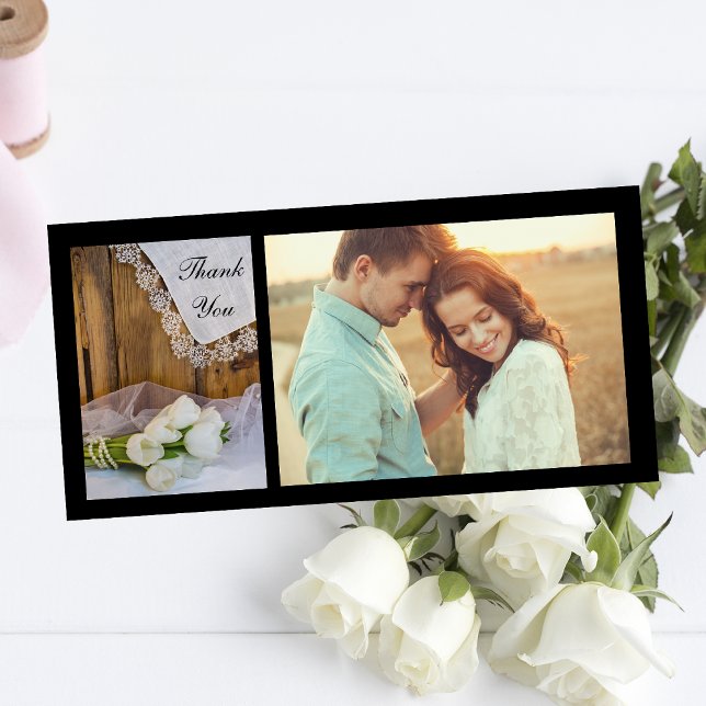 Carte De Remerciements Tulipes blanches rustiques Pays Maison Mariage Mer (Créateur téléchargé)