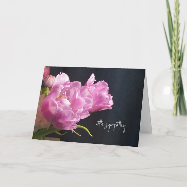 Carte De Remerciements Tulipes dans un arrière - plan sombre. Avec sympat (Devant)