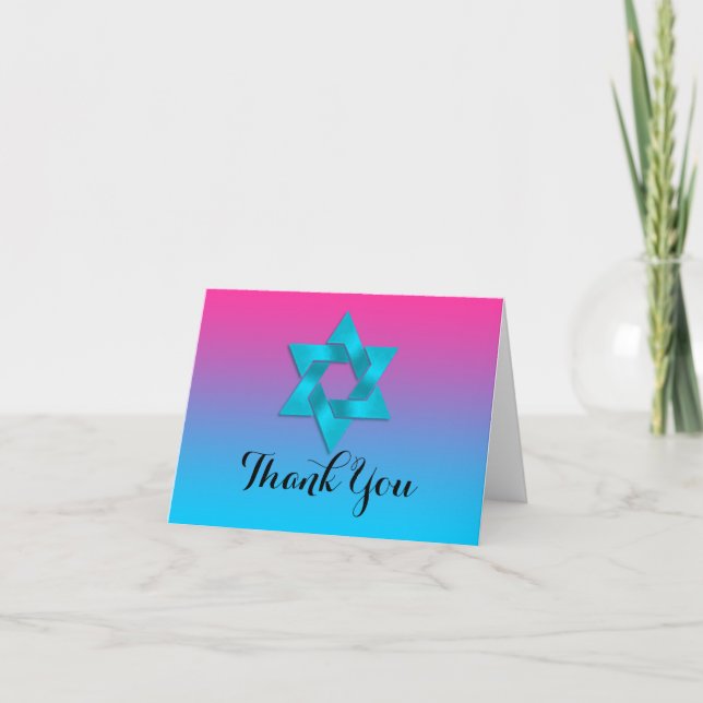 Carte de remerciements Turquoise à rose Ombre avec (Devant)