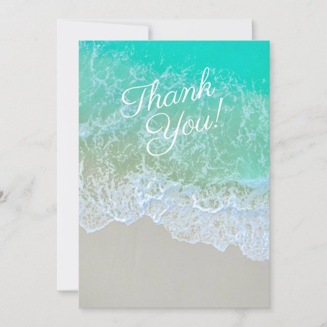 Carte De Remerciements Turquoise Beach Photo, Personnaliser Message & Nom (Devant)