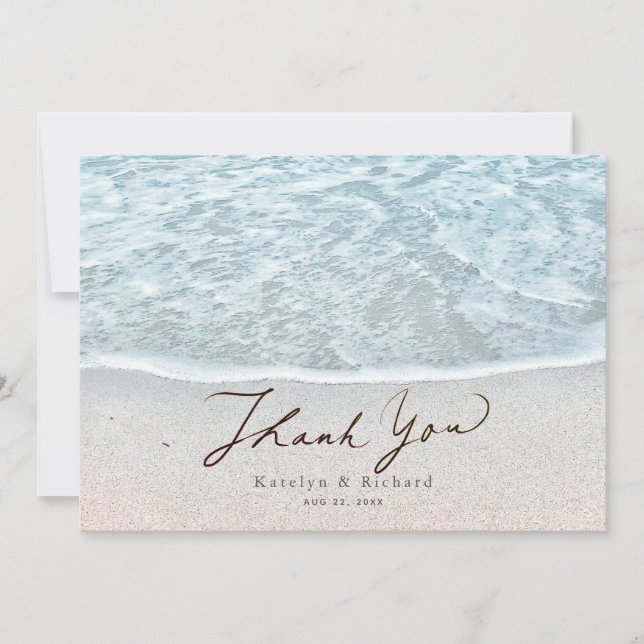 Carte De Remerciements Turquoise Blue Tropical Ocean Beach Mariage (Devant)