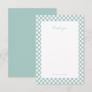 Carte De Remerciements Turquoise en vichy mignon simple baby shower perso
