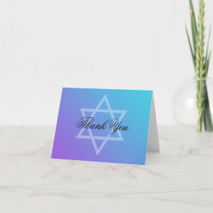 Carte De Remerciements Turquoise étoile violette de David Bat mitzvah Mer