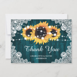 Carte de remerciements turquoise Mariage de tourne