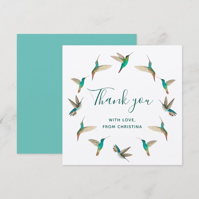 Carte de remerciements Turquoise Personnalisé (Devant / Derrière)