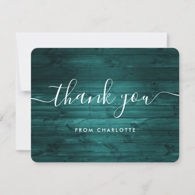 Carte De Remerciements Turquoise Rustic Wood Wedding shower Anniversaire (Devant)