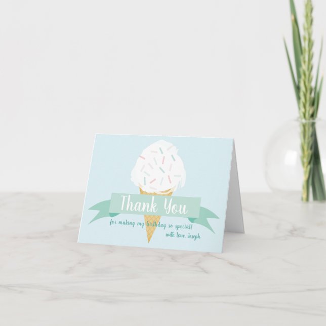 Carte De Remerciements Turquoise Saupoudrer la crème glacée Anniversaire (Devant)