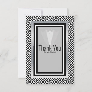 Carte De Remerciements Tuxedo noir et argent, tuxedo personnalisé formel