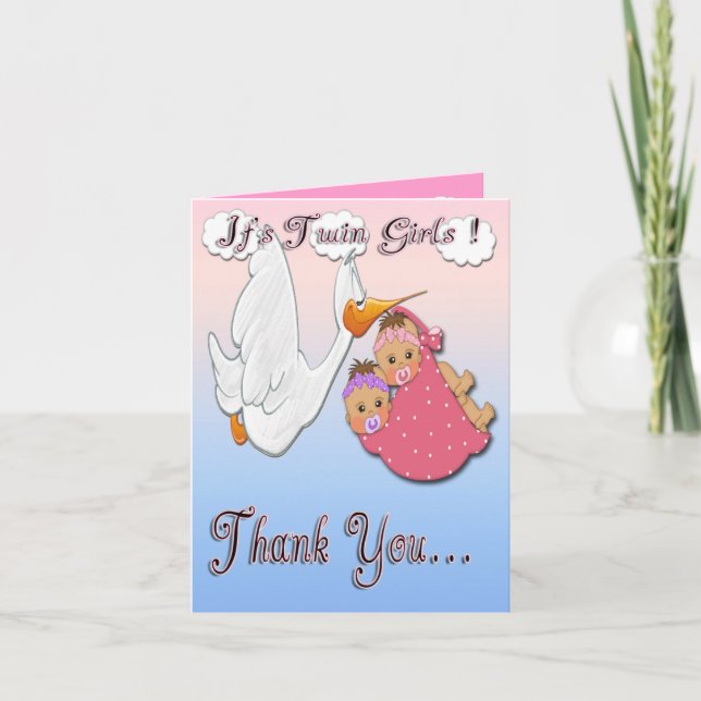 Carte De Remerciements Twin Girls BH (Devant)