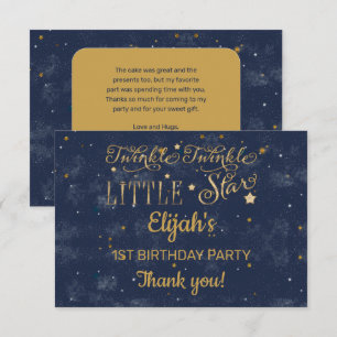 Carte De Remerciements Twinkle Twinkle Little Star Boy 1er anniversaire