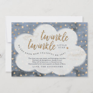 Carte De Remerciements Twinkle Twinkle Little Star Boys Baby shower bleu
