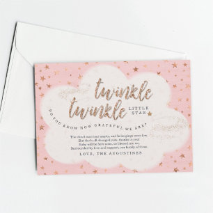 Carte De Remerciements Twinkle Twinkle Little Star Girls Baby shower rose