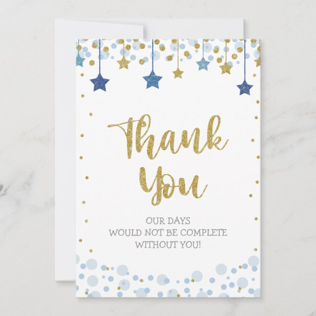 Carte De Remerciements Twinkle Twinkle Little Star Gold Blue Sparkle Baby (Devant)