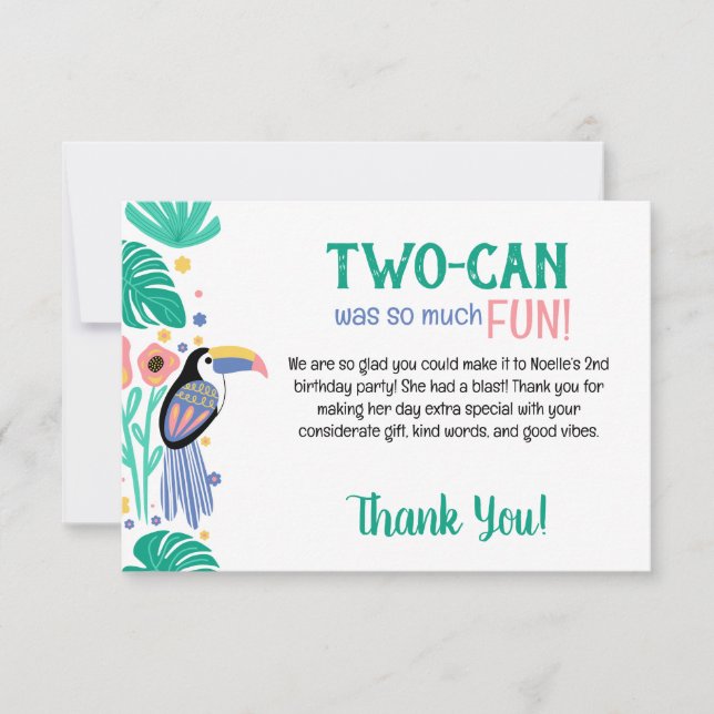 Carte De Remerciements TWO-CAN (Toucan) 2e anniversaire  (Devant)