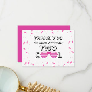 Carte De Remerciements TWO Lunettes de soleil Cool 2ème Anniversaire Merc