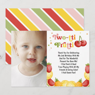 Carte De Remerciements Twotti Frutti Fruity Amusants Deuxième fête d'anni