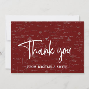 Carte De Remerciements Typographie bordeaux Formules mathématiques Remise