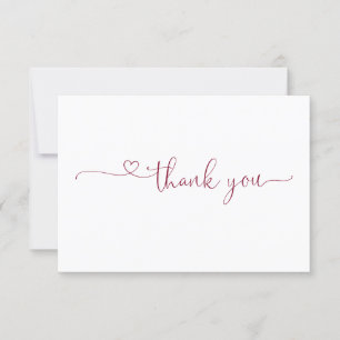 Carte De Remerciements Typographie chic Elégant Coeur Bourgogne