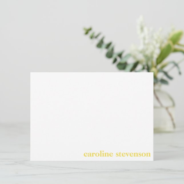 Carte De Remerciements Typographie classique Personnalisé Jaune Nom compl (Debout devant)