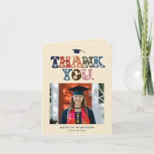 Carte De Remerciements Typographie couleur Retro tendance 3 Diplôme photo