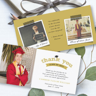 Carte De Remerciements Typographie d'or Gras Croquis Graduation Cap photo