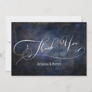 Carte De Remerciements Typographie Élégante Moderne Bokeh Grunge Marine
