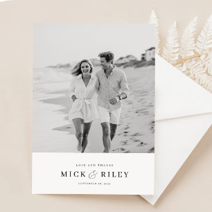 Carte De Remerciements Typographie élégante moderne Photo Mariage