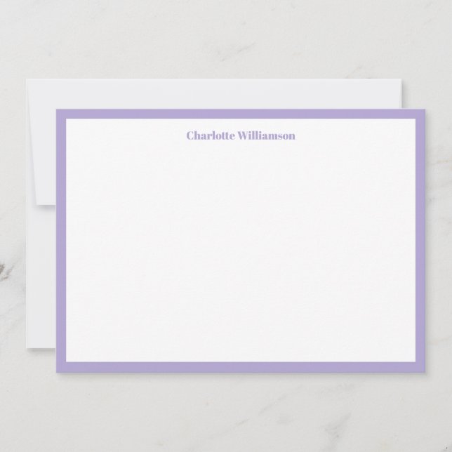 Carte De Remerciements Typographie Gras Nom Personnalisé Bordure Lavande (Devant)