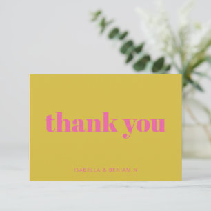 Carte De Remerciements Typographie Gras Rose Jaune Personnalisé Mariage P