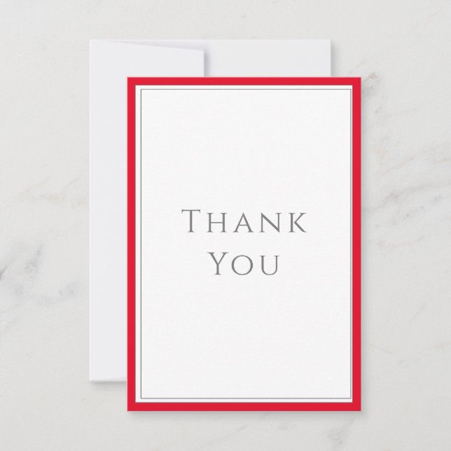 Carte De Remerciements Typographie minimale Élégant intemporel rouge ceri (Devant)