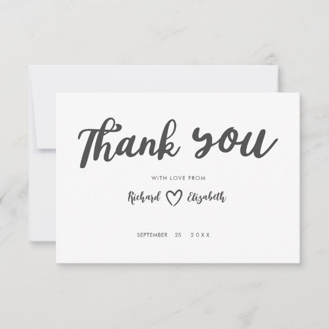 Carte De Remerciements Typographie minimale Mariage moderne Remerciements (Devant)
