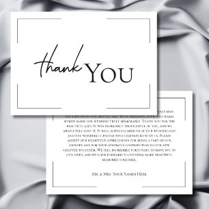 Carte De Remerciements Typographie minimale Mariage photo noir et blanc