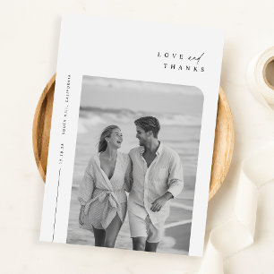 Carte De Remerciements Typographie minimaliste moderne Photo Mariage
