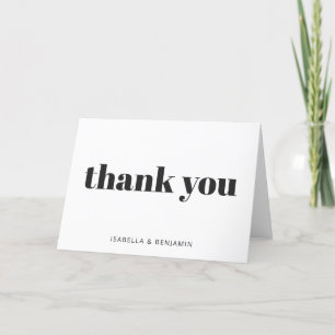 Carte De Remerciements Typographie moderne audacieuse Blanc personnalisé