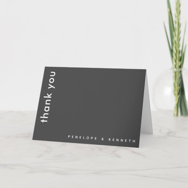 Carte De Remerciements Typographie moderne chic | Mariage noir et blanc (Devant)