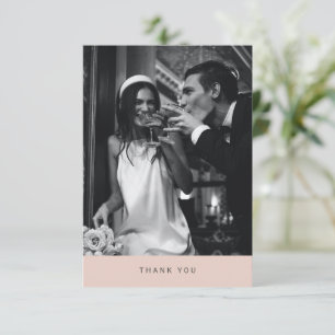 Carte De Remerciements Typographie Moderne Minimaliste Photo Mariage Rose