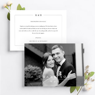 Carte De Remerciements Typographie moderne Simple Elégant Mariage Photo