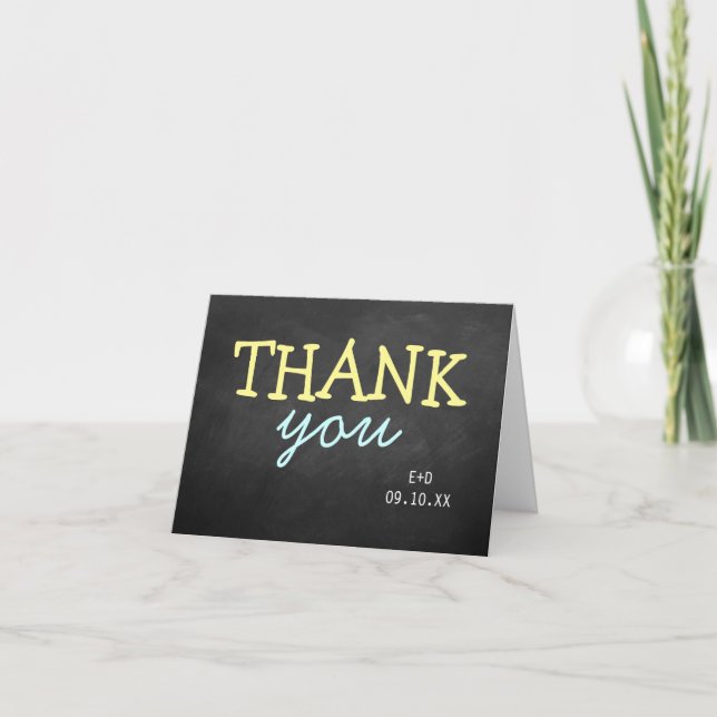 Carte De Remerciements Typographie Moderne sur Tableau Noir pour Remercie (Devant)