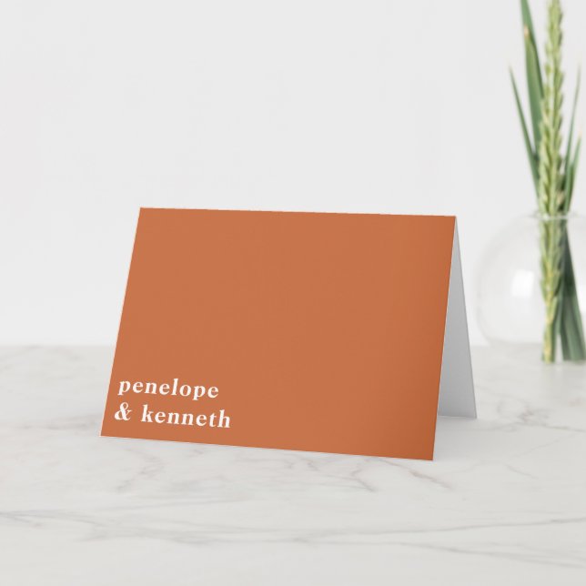 Carte De Remerciements Typographie simple Moderne Burange Orange Nom du M (Devant)