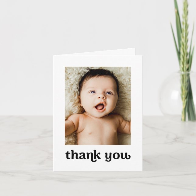 Carte De Remerciements Typographie tendance Simple Moderne 2 Photos pour  (Devant)