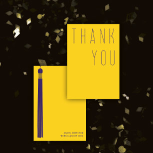 Carte De Remerciements Typographie violette et or pour la remise des dipl
