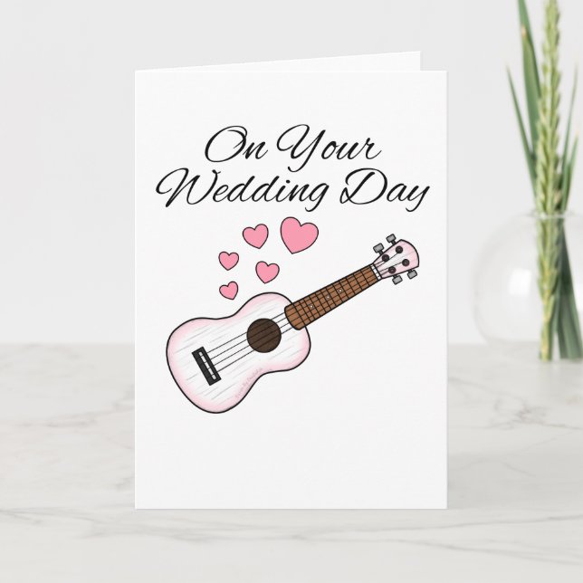 Carte De Remerciements Ukulele Mariage Card Uke Player Musicien (Devant)