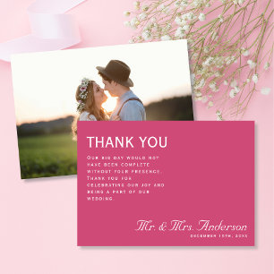 Carte De Remerciements Ultra Moderne Rose Plain Chic Photo