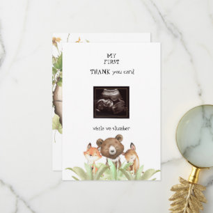 Carte De Remerciements Ultrasound Baby Boy Funny Woodland
