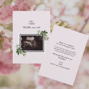 Carte De Remerciements Ultrasound Photo Pink Baby Point de vue