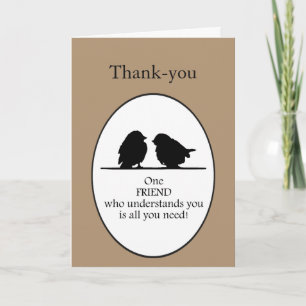 Carte De Remerciements Un ami vous comprend citation mignonne d'oiseau