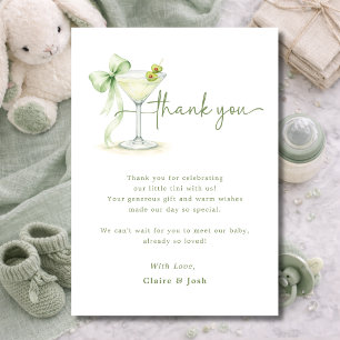 Carte De Remerciements Un Baby Shower Élégant Tini One Martini