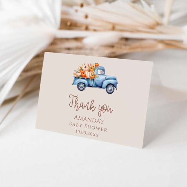 Carte De Remerciements Un Baby shower Garçon Un Peu Citrouille (Créateur téléchargé)