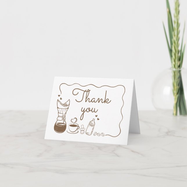Carte De Remerciements Un bébé brasse du Baby shower de café (Devant)